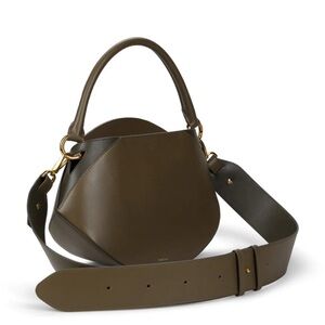 Noirgaze Sustainable Luxury Leather Sunrise Crossbody/Top Handle Bag Olive Green